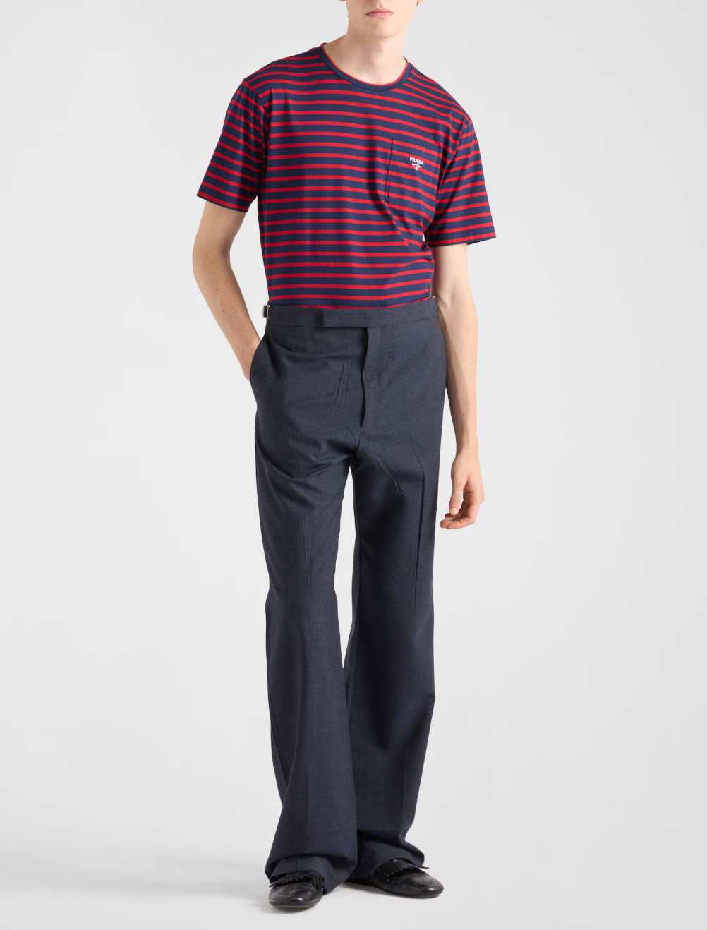 PRA* Striped cotton T-shirt