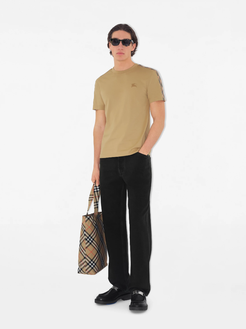 BURB* Check Trim Cotton T-shirt