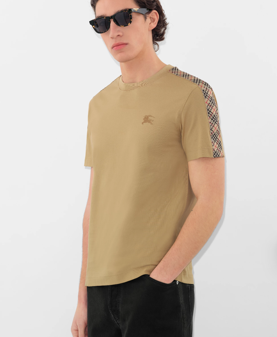 BURB* Check Trim Cotton T-shirt