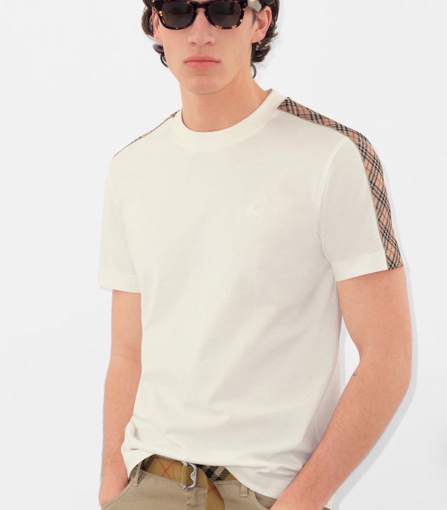 BURB* Check Trim Cotton T-shirt