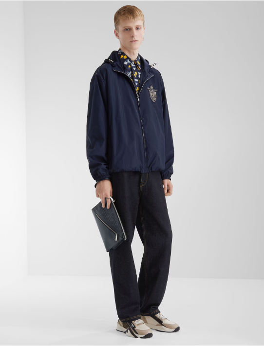 FEND1 Blue technical fabric jacket