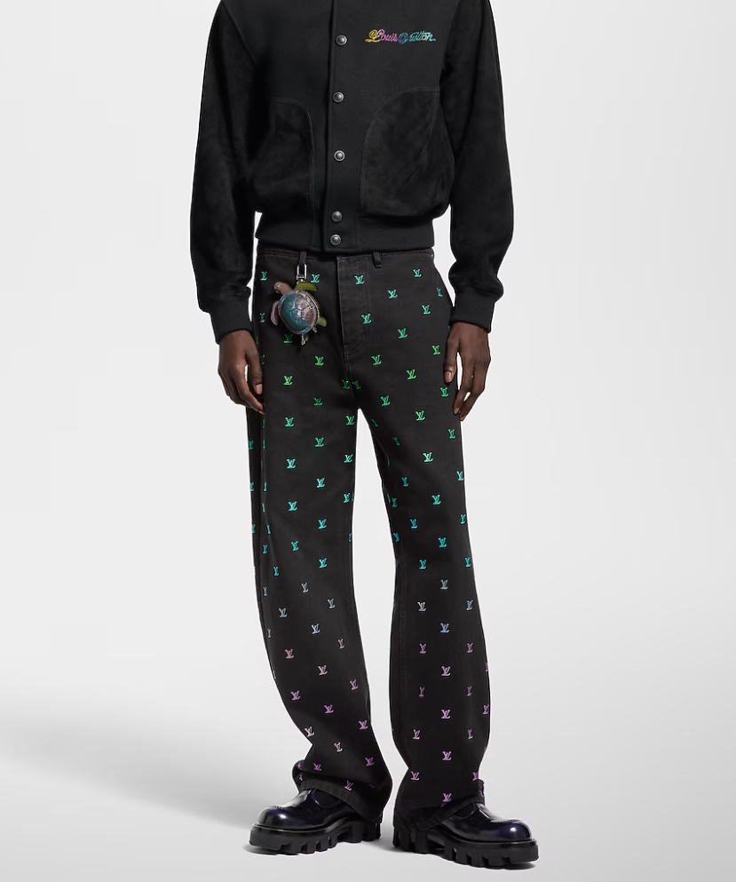 LOUI*V Blason Gradient Embroidered Denim Skate Pants
