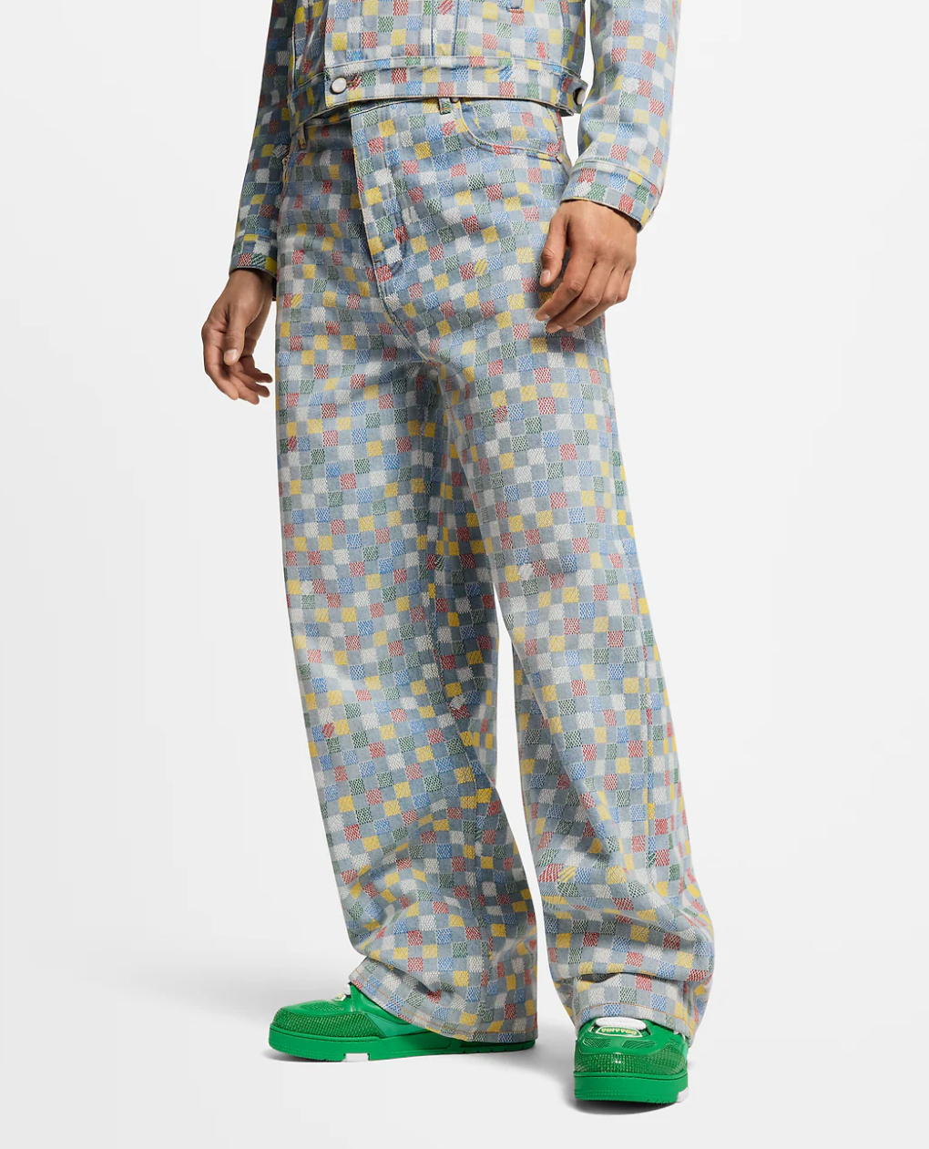 LOUI*V Damier Denim Wide-Leg Pants