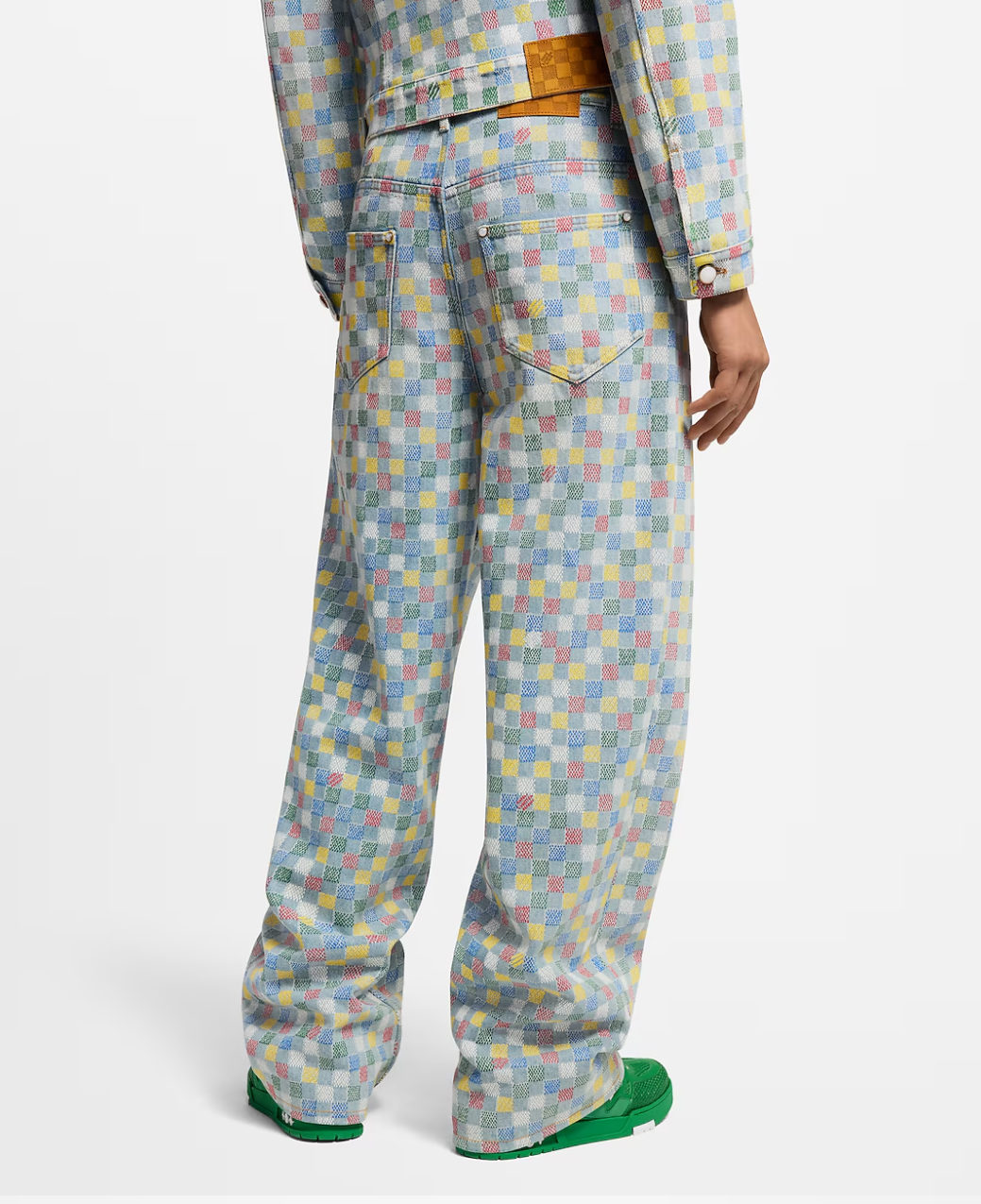 LOUI*V Damier Denim Wide-Leg Pants