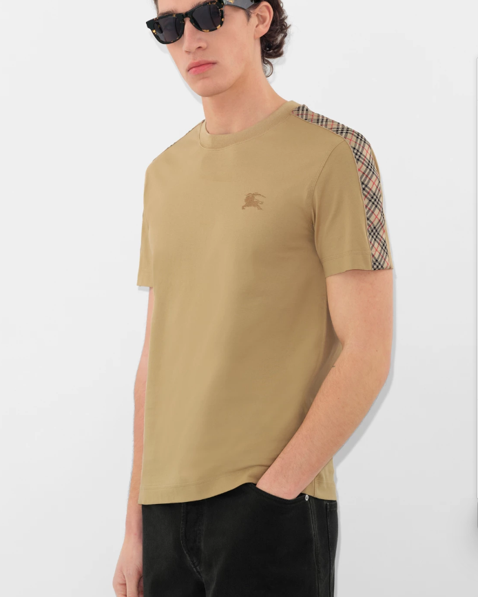 BURB* Check Trim Cotton T-shirt