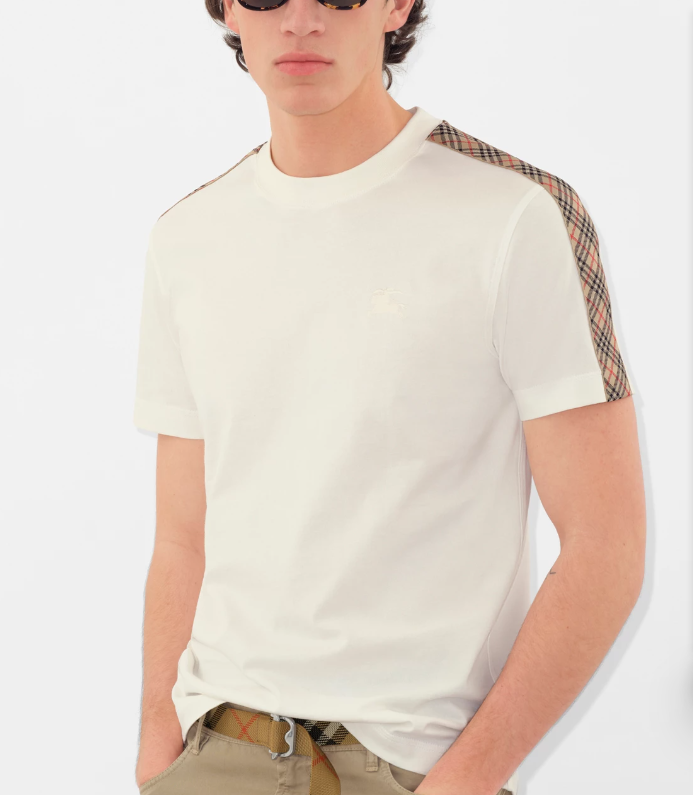 BURB* Check Trim Cotton T-shirt