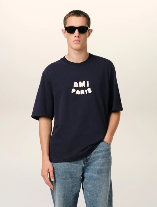 Am1 Paris Beige Cotton Patch T-Shirt