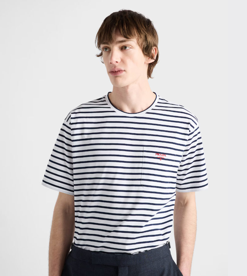 PRA* Striped cotton T-shirt