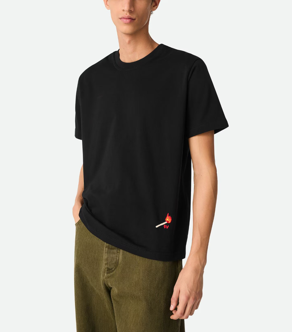 Botteg@V T-shirt in pima cotton jersey with embroidered match