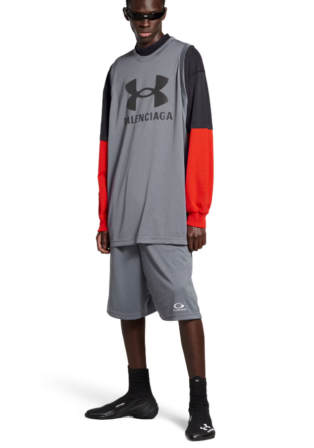 BALENC* Men's Triple Layered T-shirt in Grey/black/red