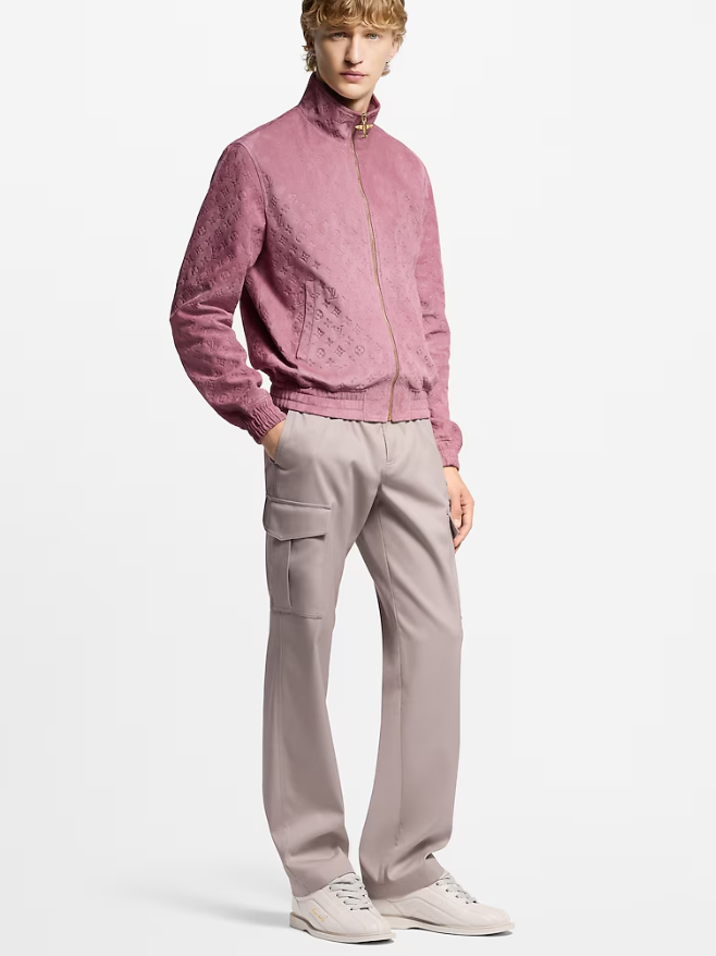 LOUI*V Monogram Debossed Suede Tracksuit Jacket