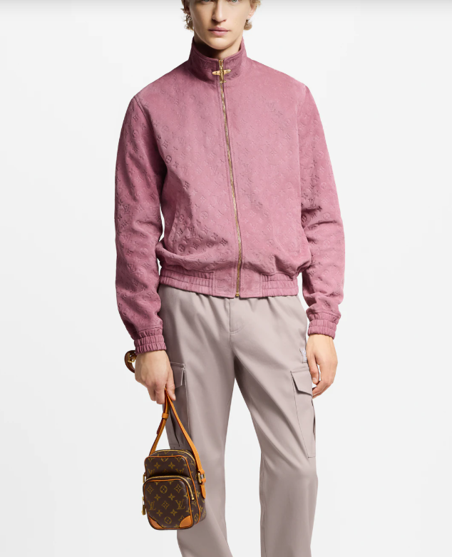 LOUI*V Monogram Debossed Suede Tracksuit Jacket
