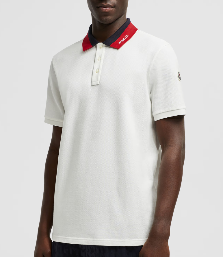 MONCL* Embroidered Logo Cotton Piquet Polo Shirt