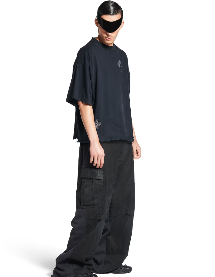 BALENC* Nail Polish Cropped T-shirt in Faded Black