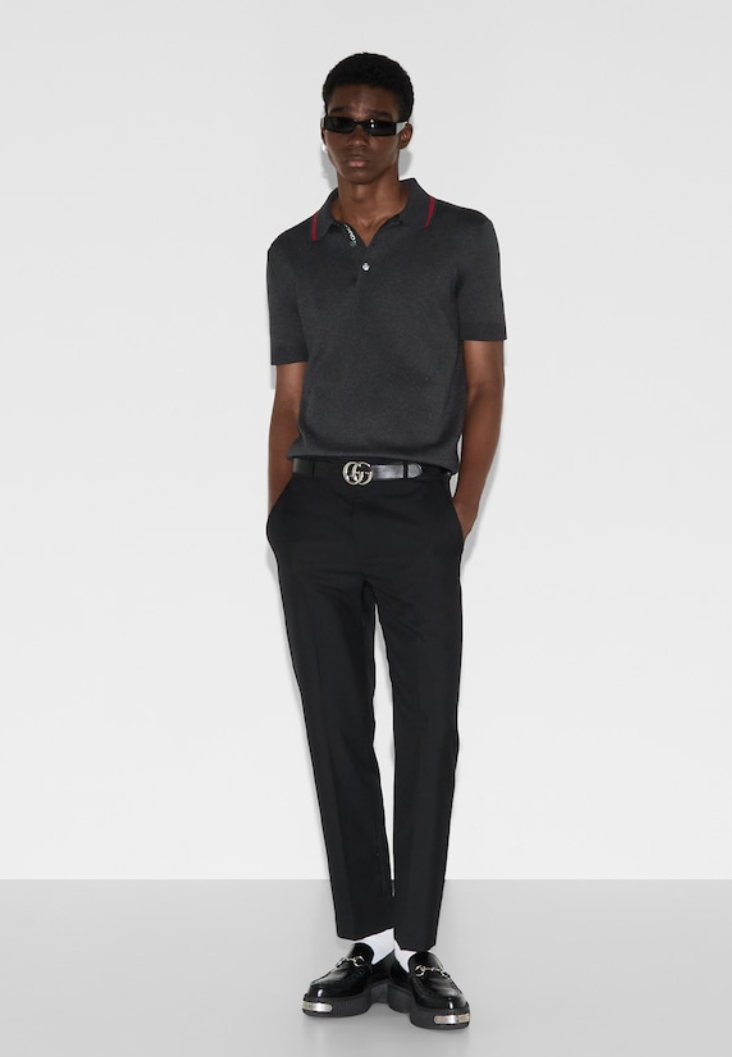 GUC* Silk cotton polo shirt with Web