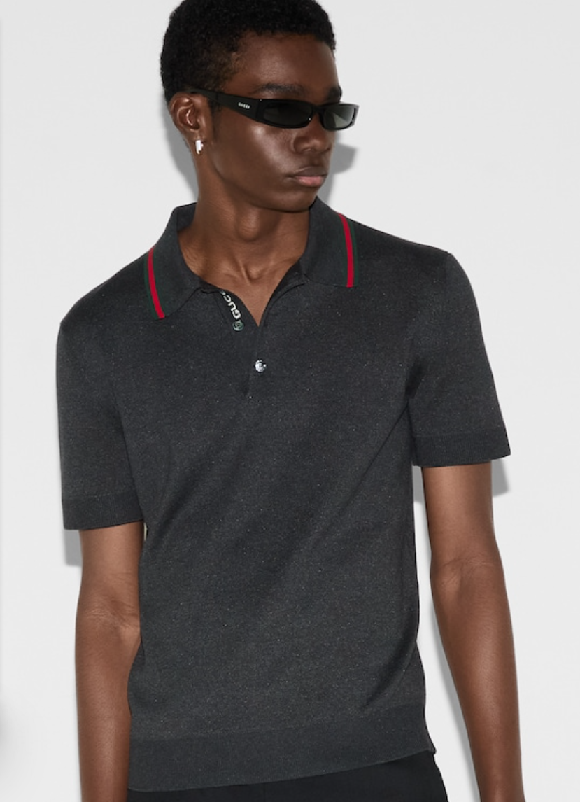 GUC* Silk cotton polo shirt with Web