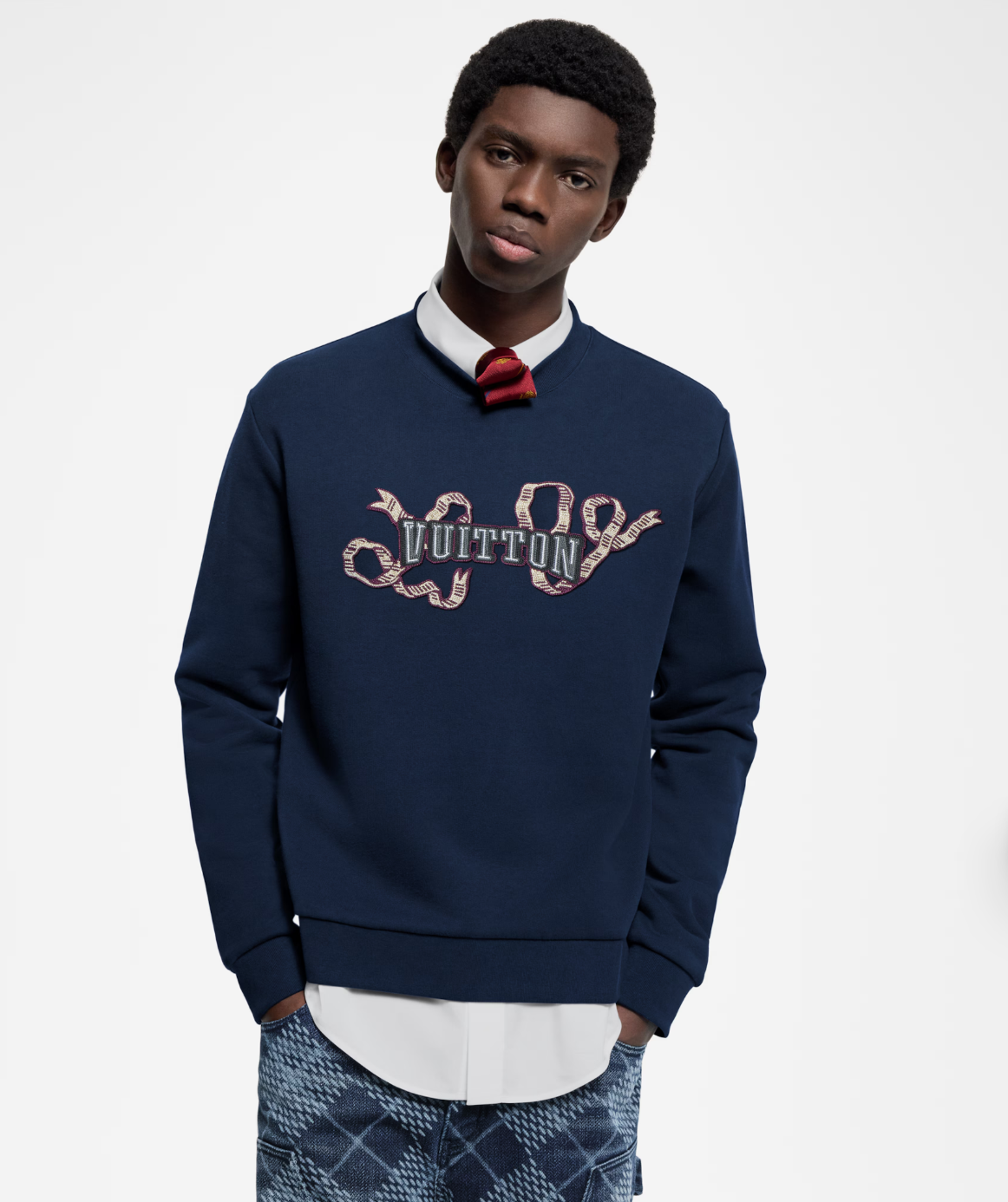 LOUI*V Embroidered Cotton Crewneck