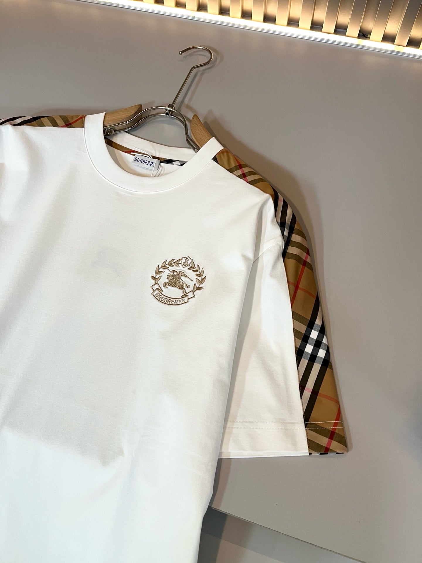BURB* 2025ss cotton plaid canvas t-shirt