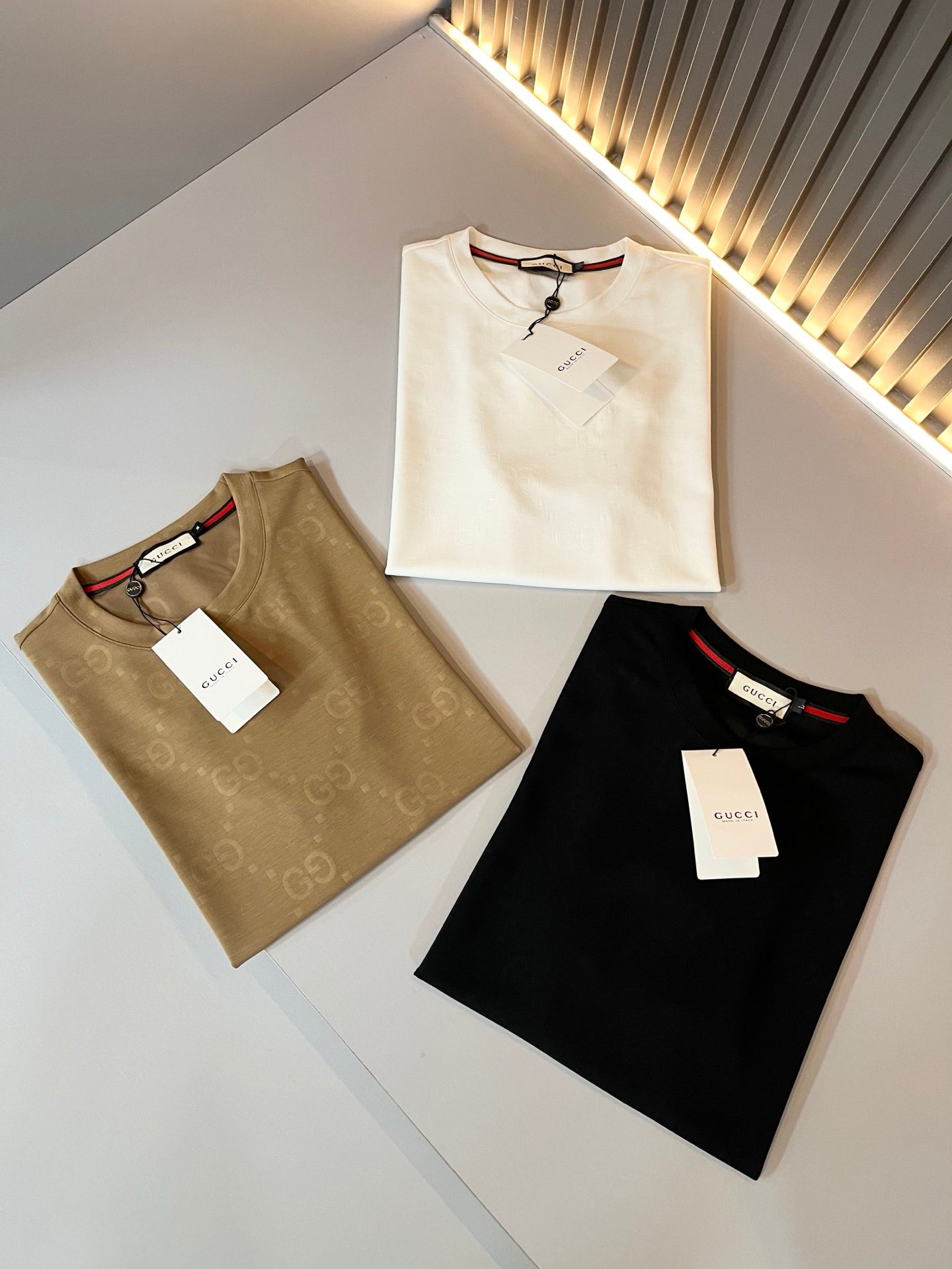GUC* 2025ss new cotton t-shirt dark pattern logo