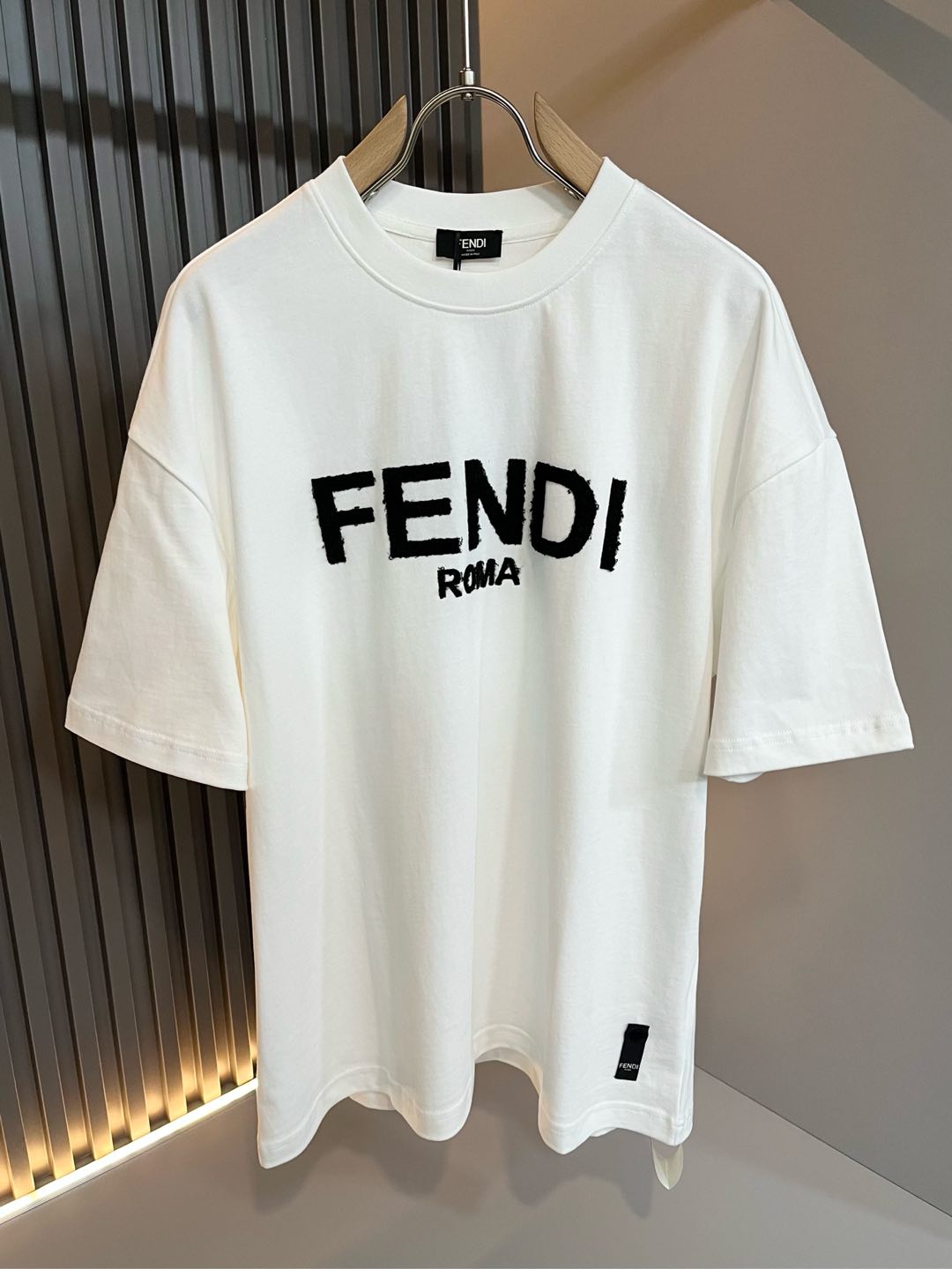 FEND1 2025ss letter logo embroidered t-shirt
