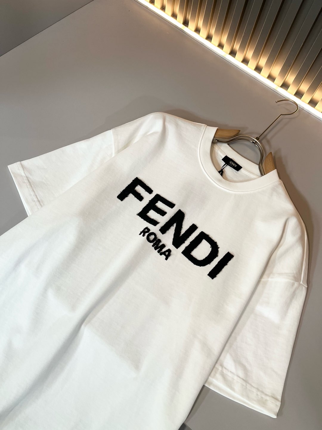 FEND1 2025ss letter logo embroidered t-shirt