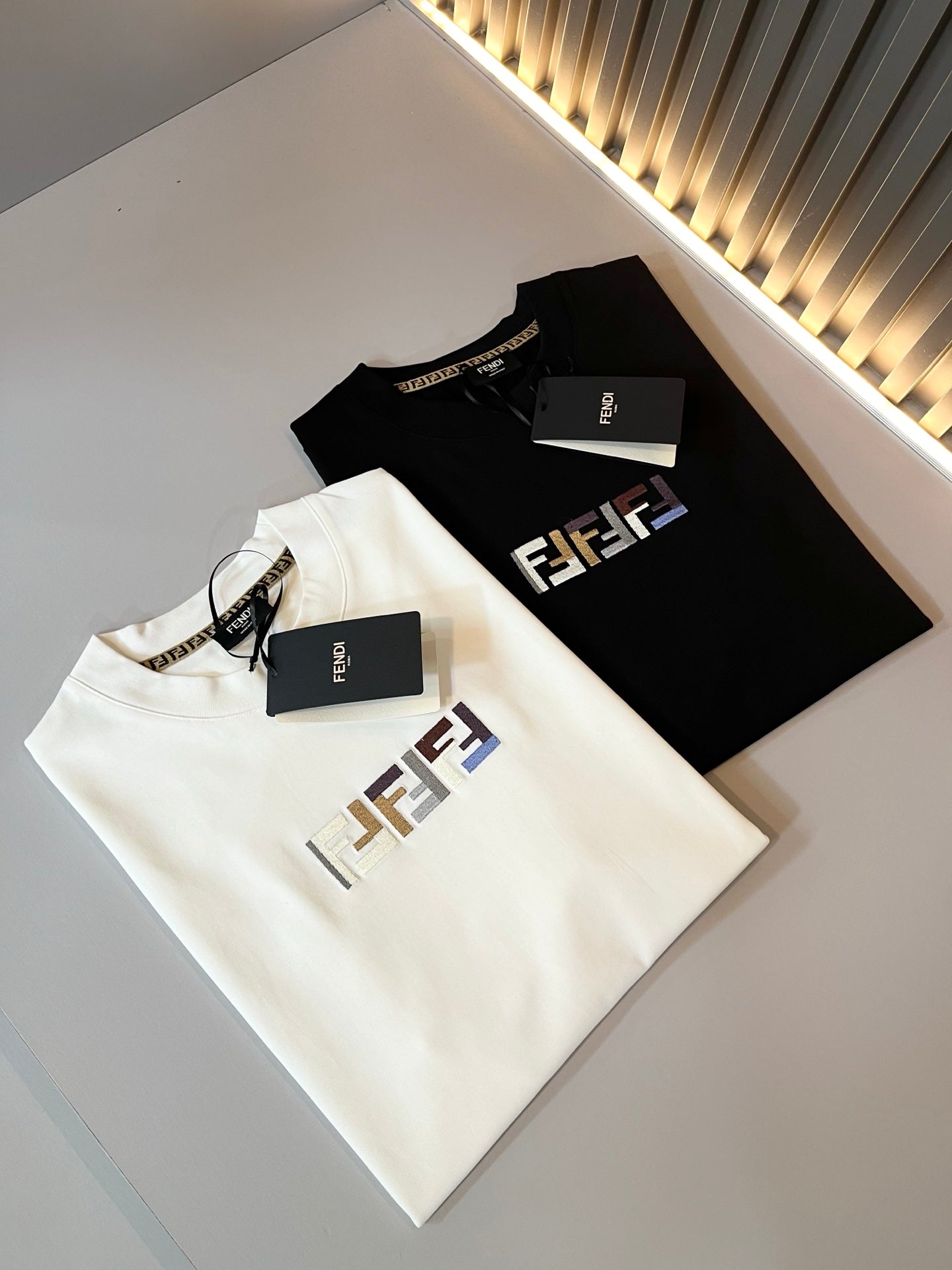 FEND1 2025ss new pattern embroidery t-shirt cotton