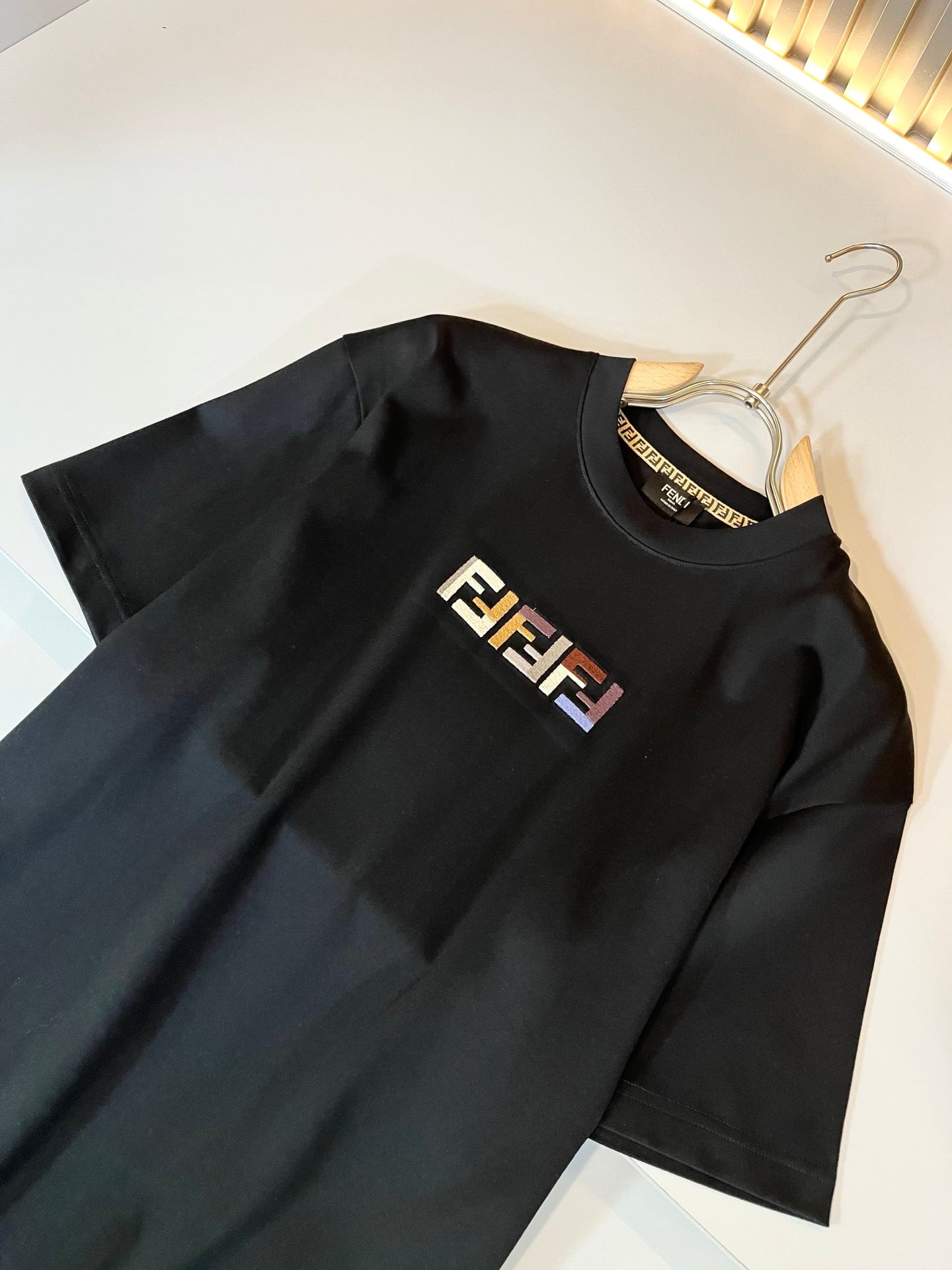 FEND1 2025ss new pattern embroidery t-shirt cotton