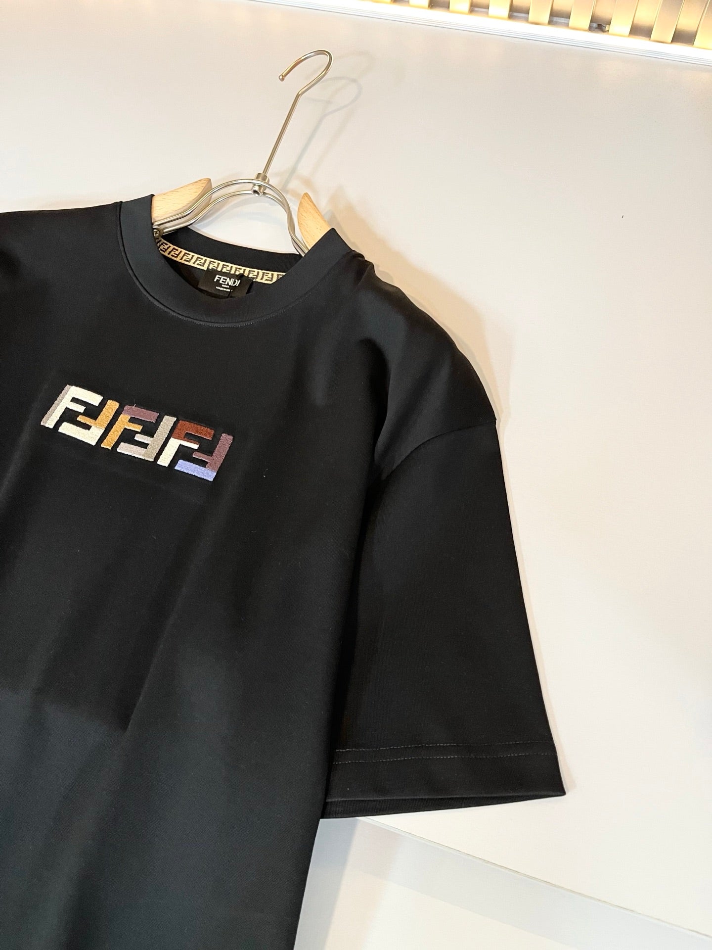 FEND1 2025ss new pattern embroidery t-shirt cotton