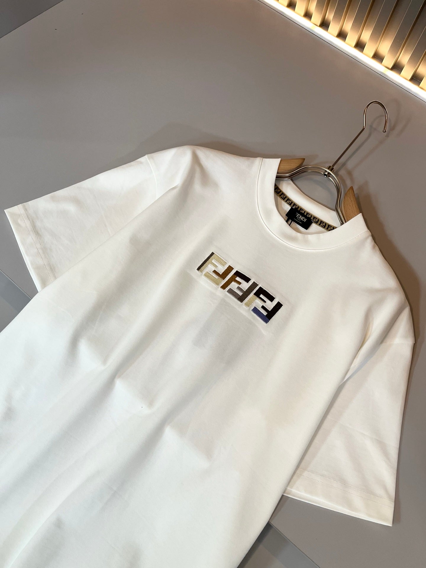 FEND1 2025ss new pattern embroidery t-shirt cotton