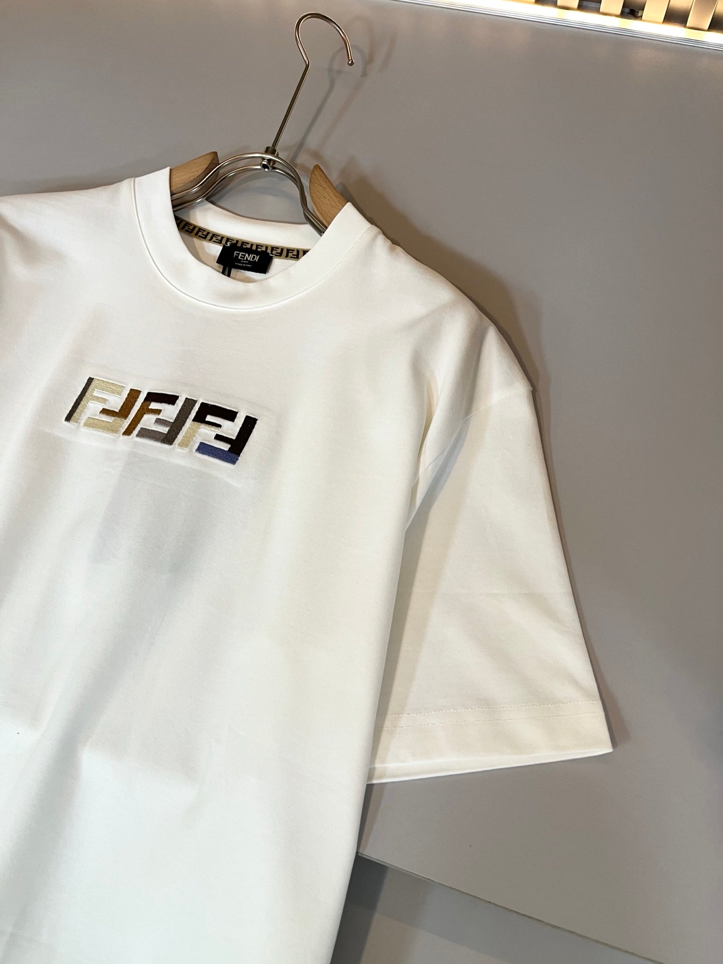 FEND1 2025ss new pattern embroidery t-shirt cotton