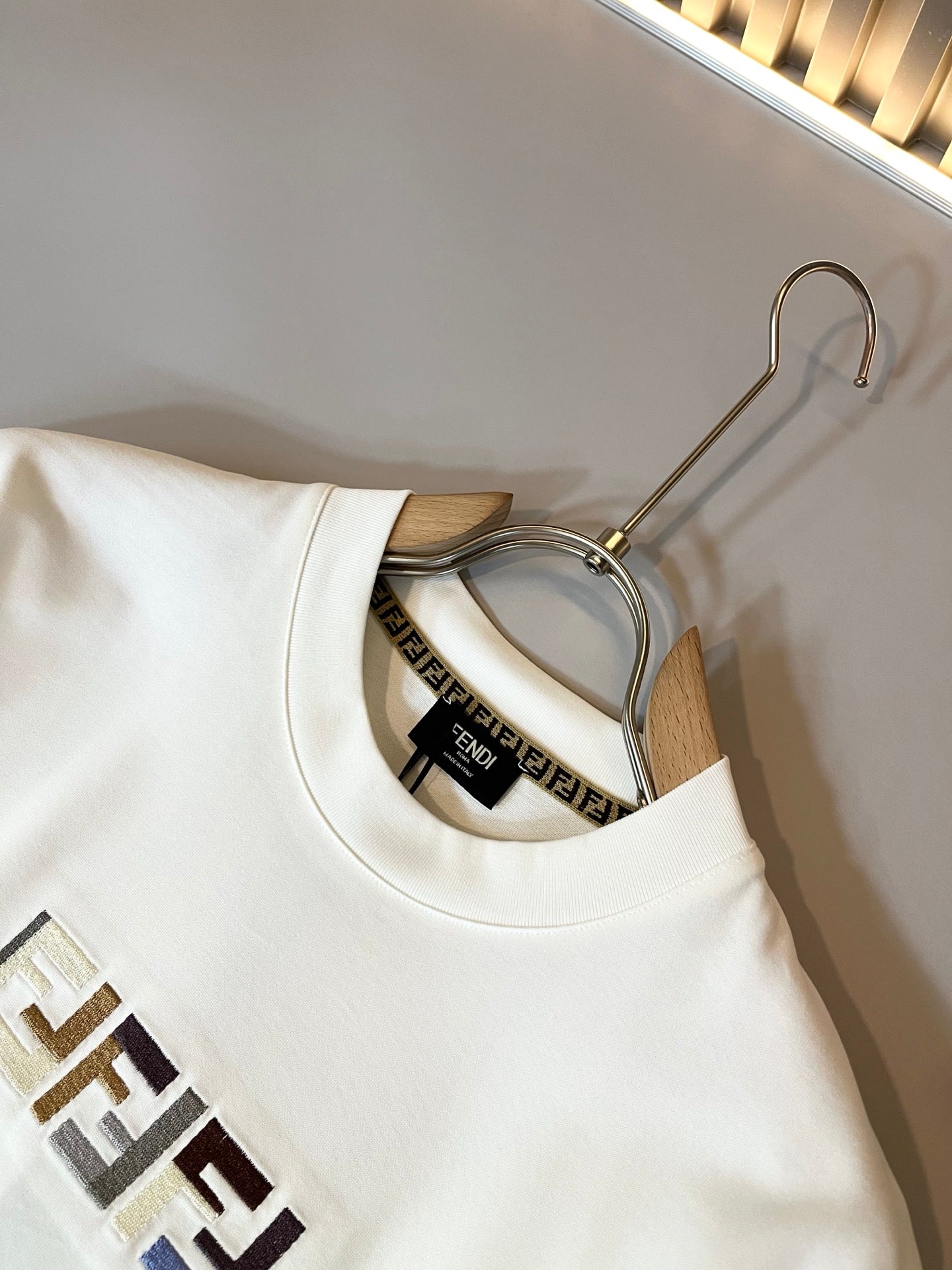 FEND1 2025ss new pattern embroidery t-shirt cotton