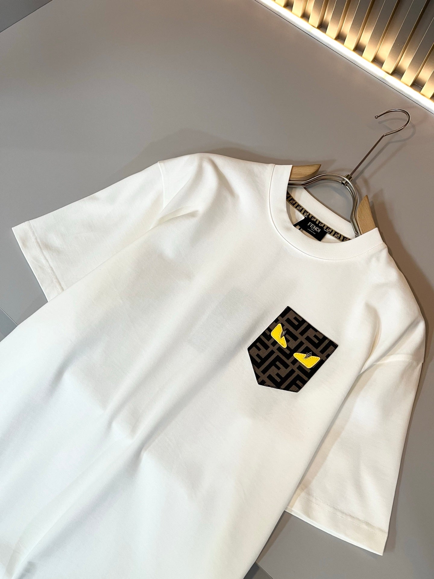 FEND1 2025ss new t-shirt leather trimming