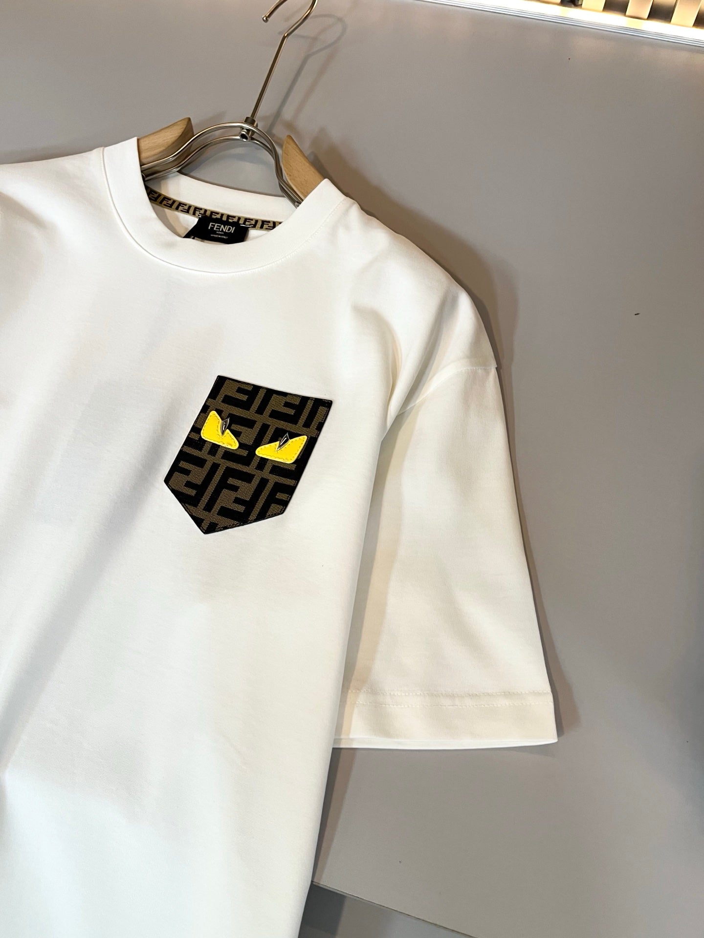 FEND1 2025ss new t-shirt leather trimming