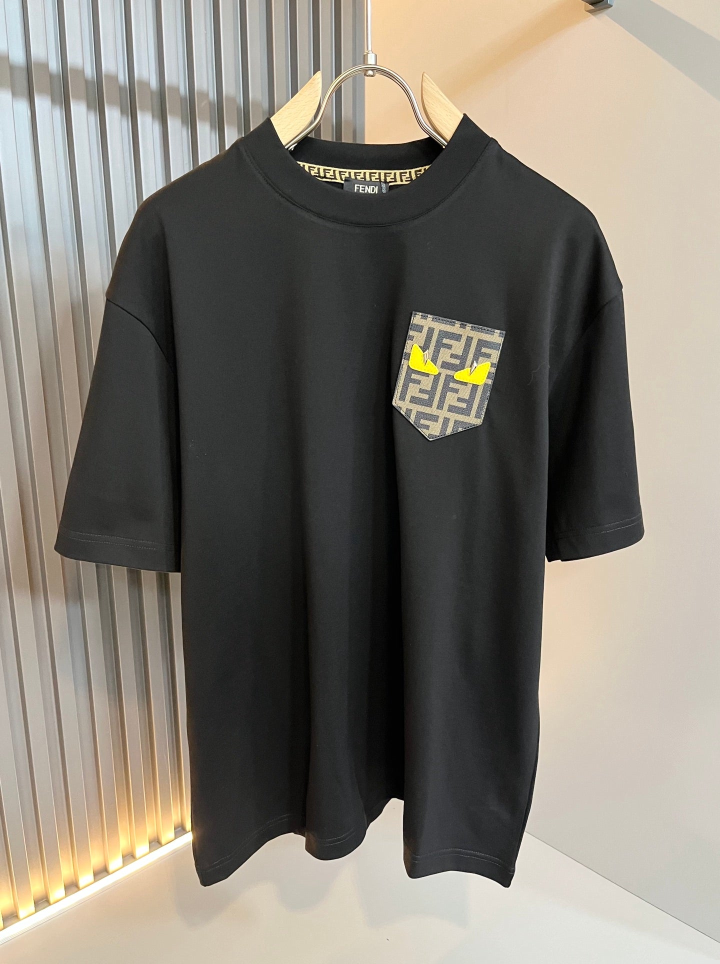 FEND1 2025ss new t-shirt leather trimming