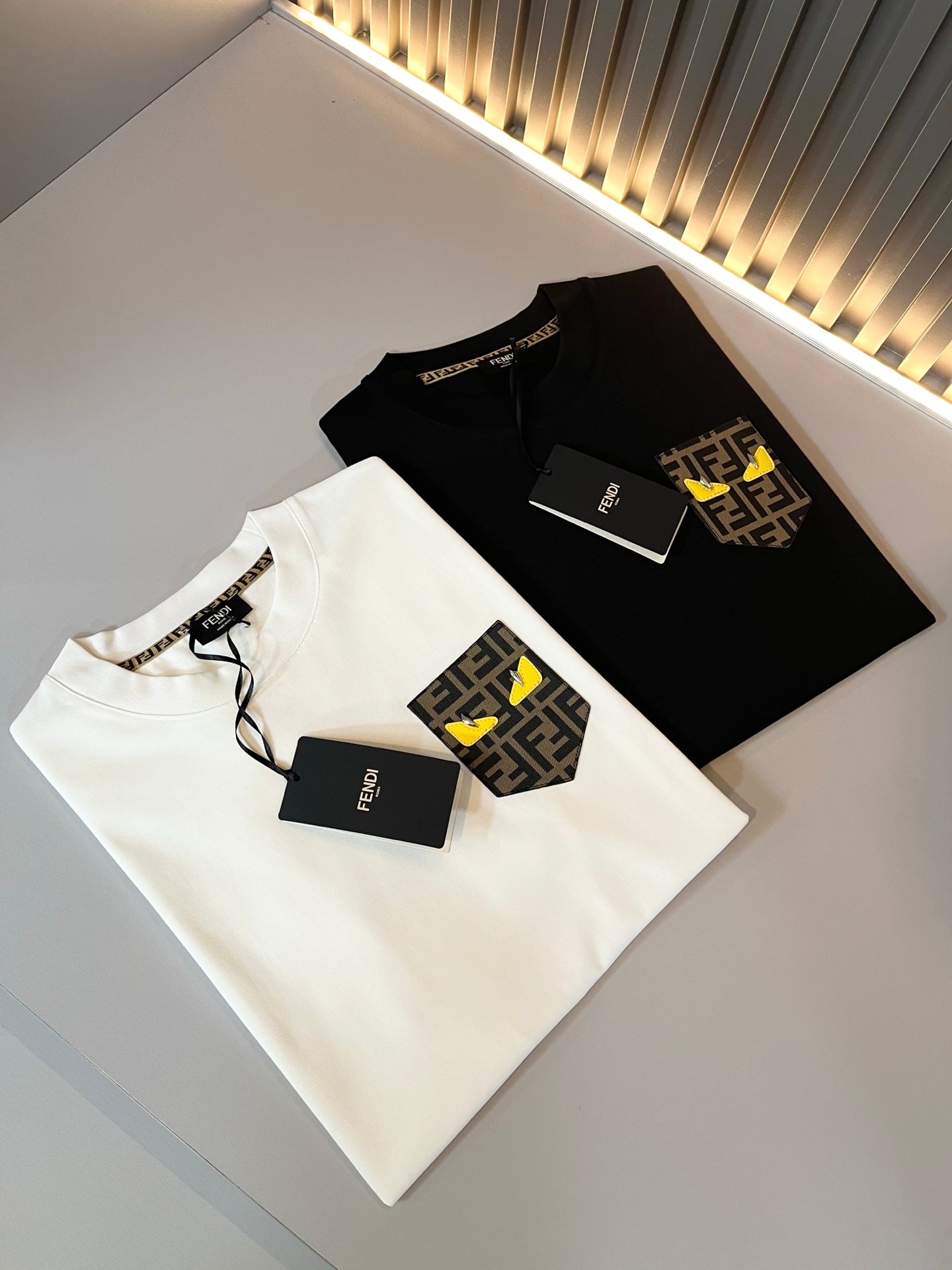FEND1 2025ss new t-shirt leather trimming