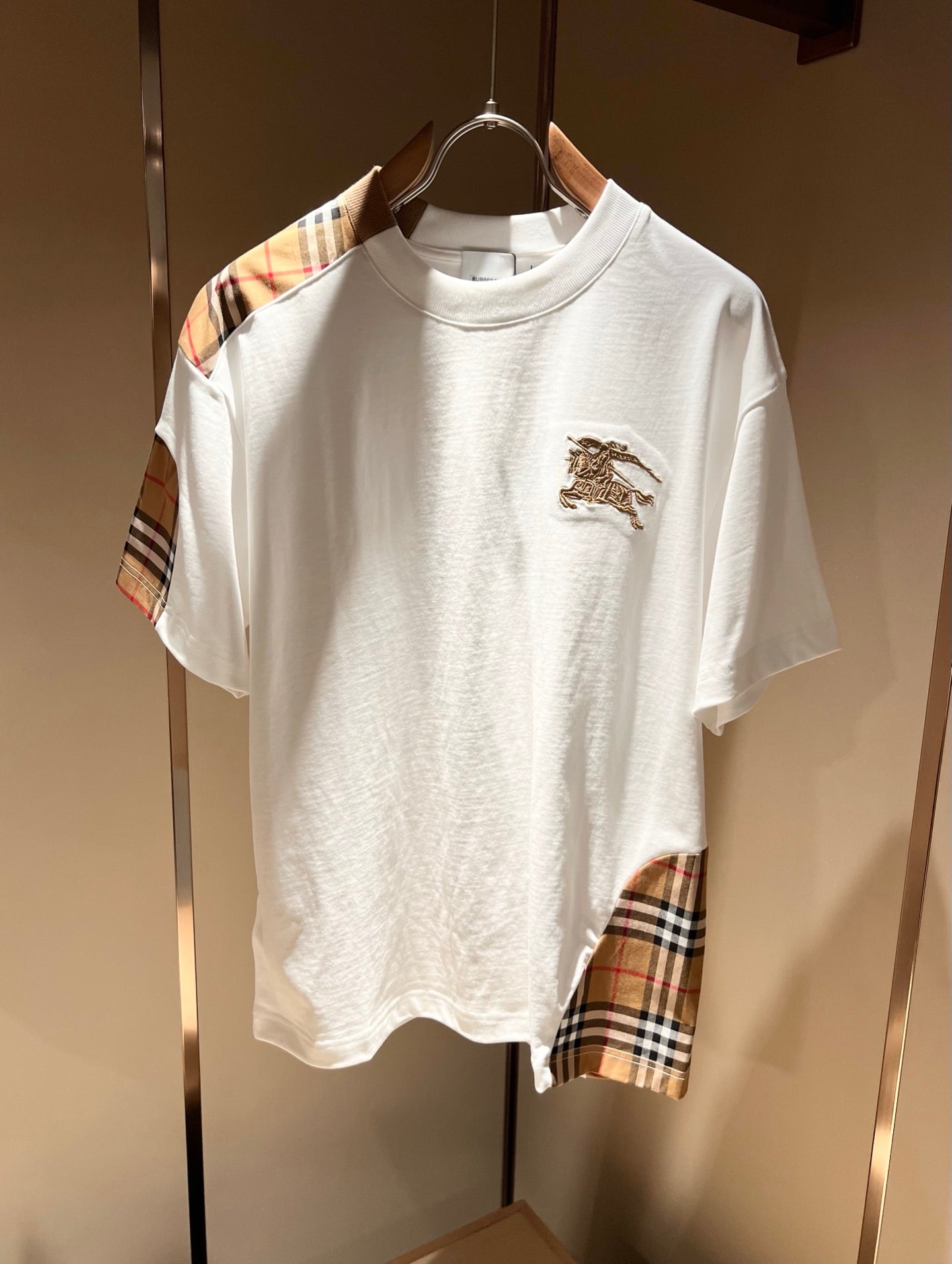 BURB* 2025ss new plaid canvas patchwork t-shirt