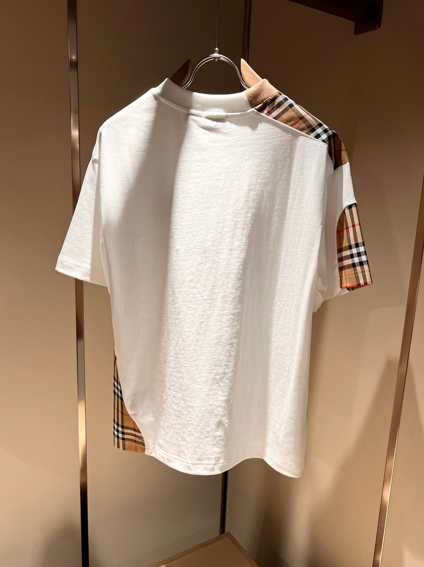 BURB* 2025ss new plaid canvas patchwork t-shirt