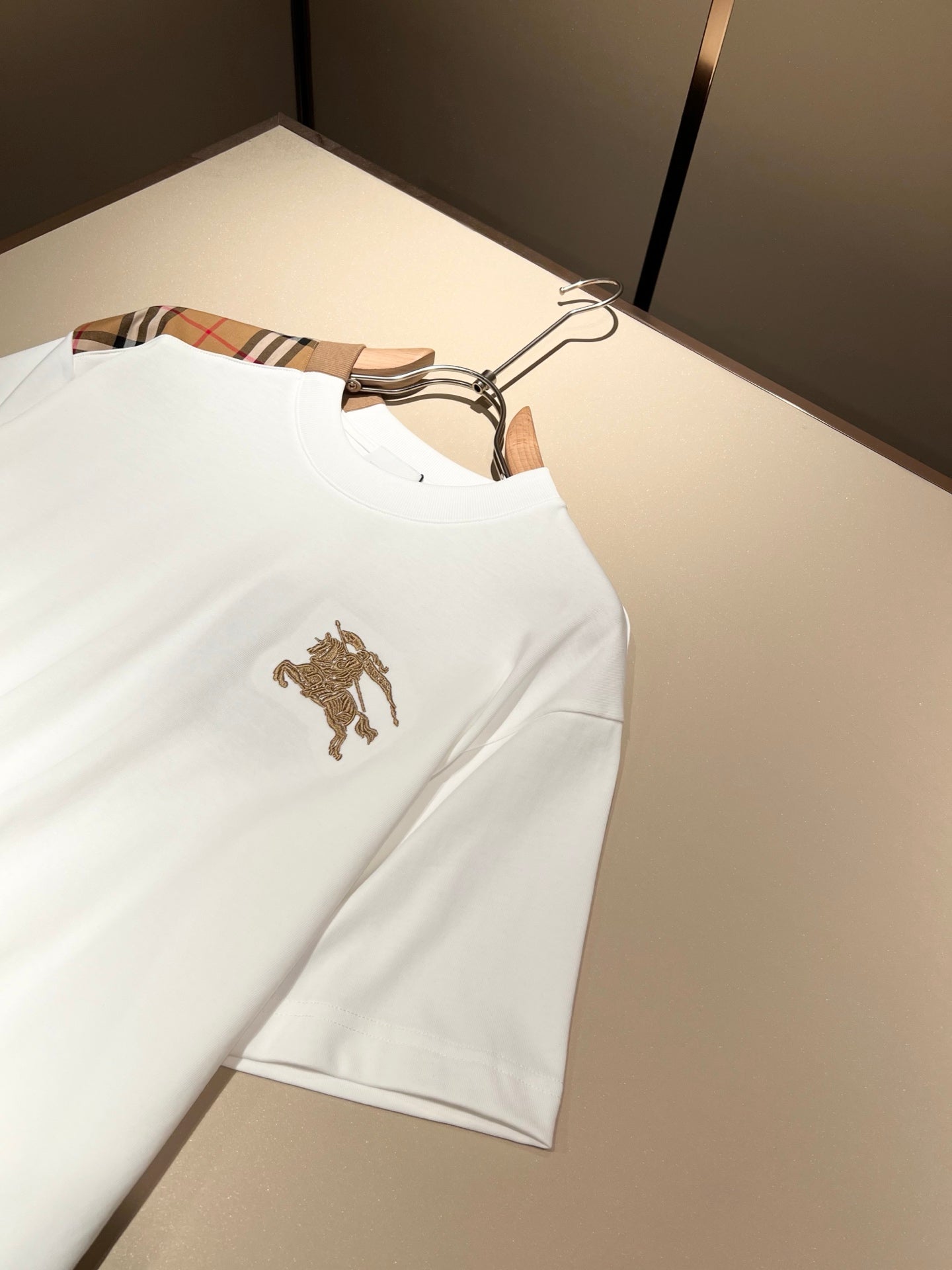 BURB* 2025ss new plaid canvas patchwork t-shirt
