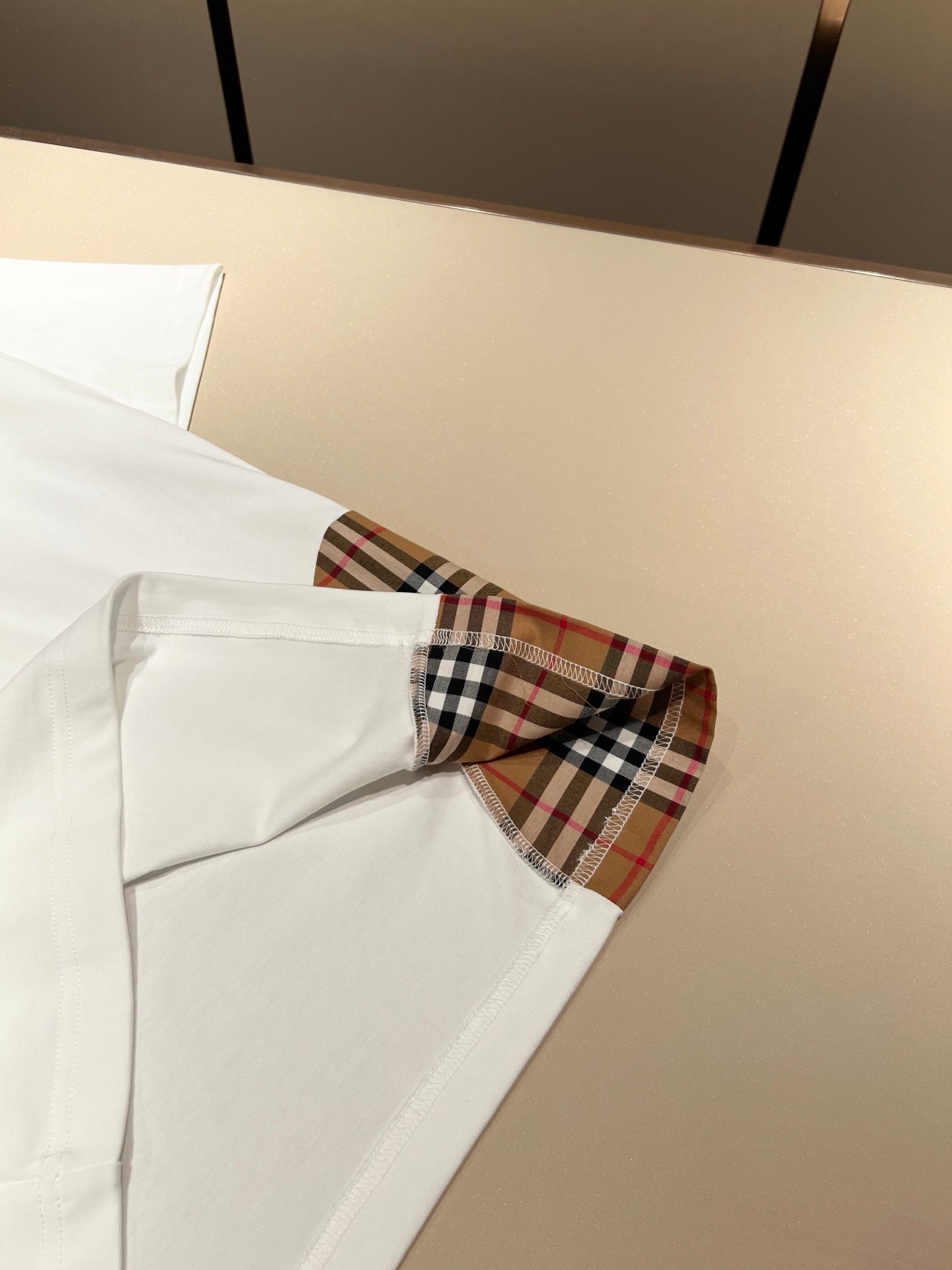 BURB* 2025ss new plaid canvas patchwork t-shirt