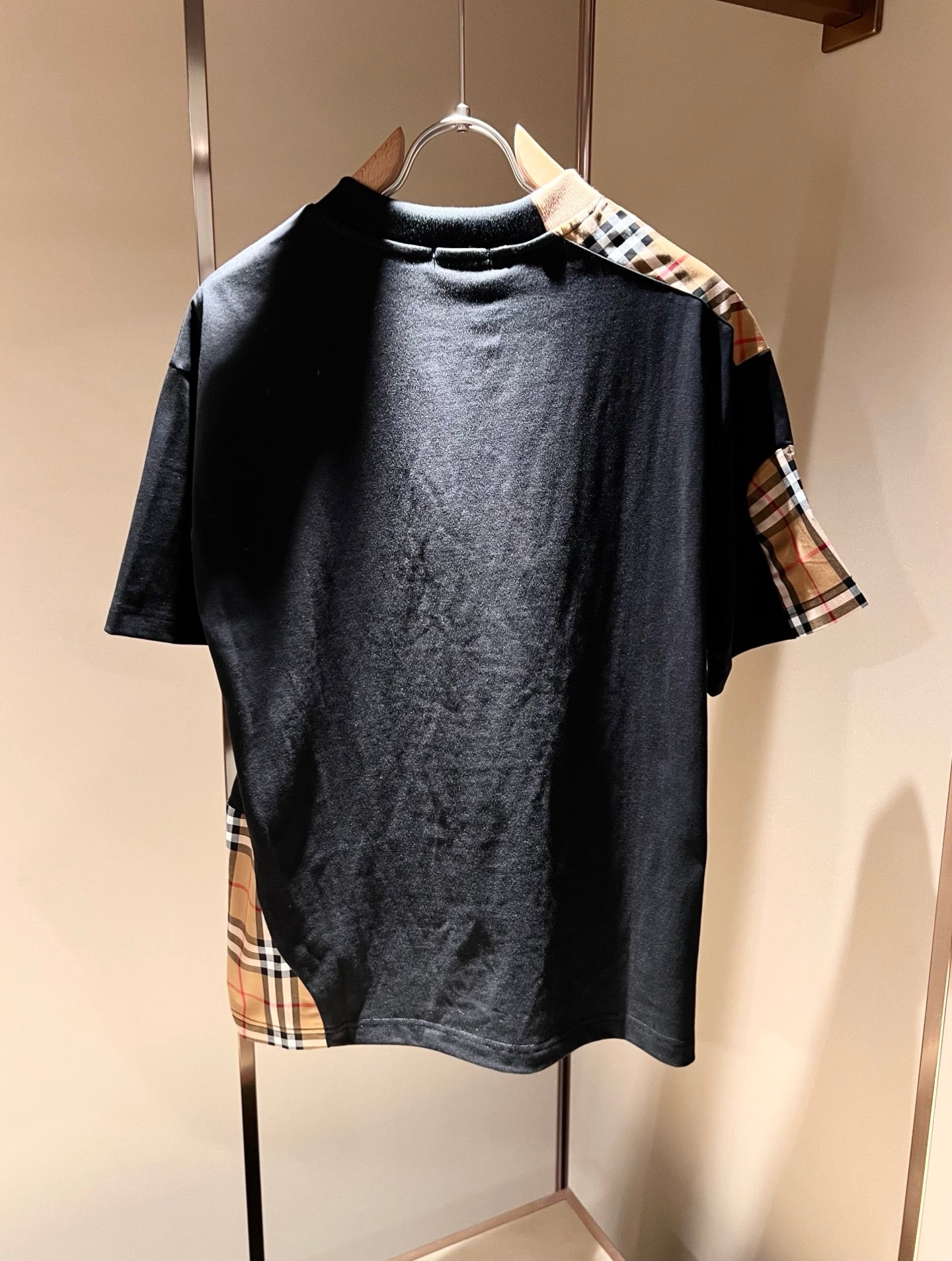 BURB* 2025ss new plaid canvas patchwork t-shirt