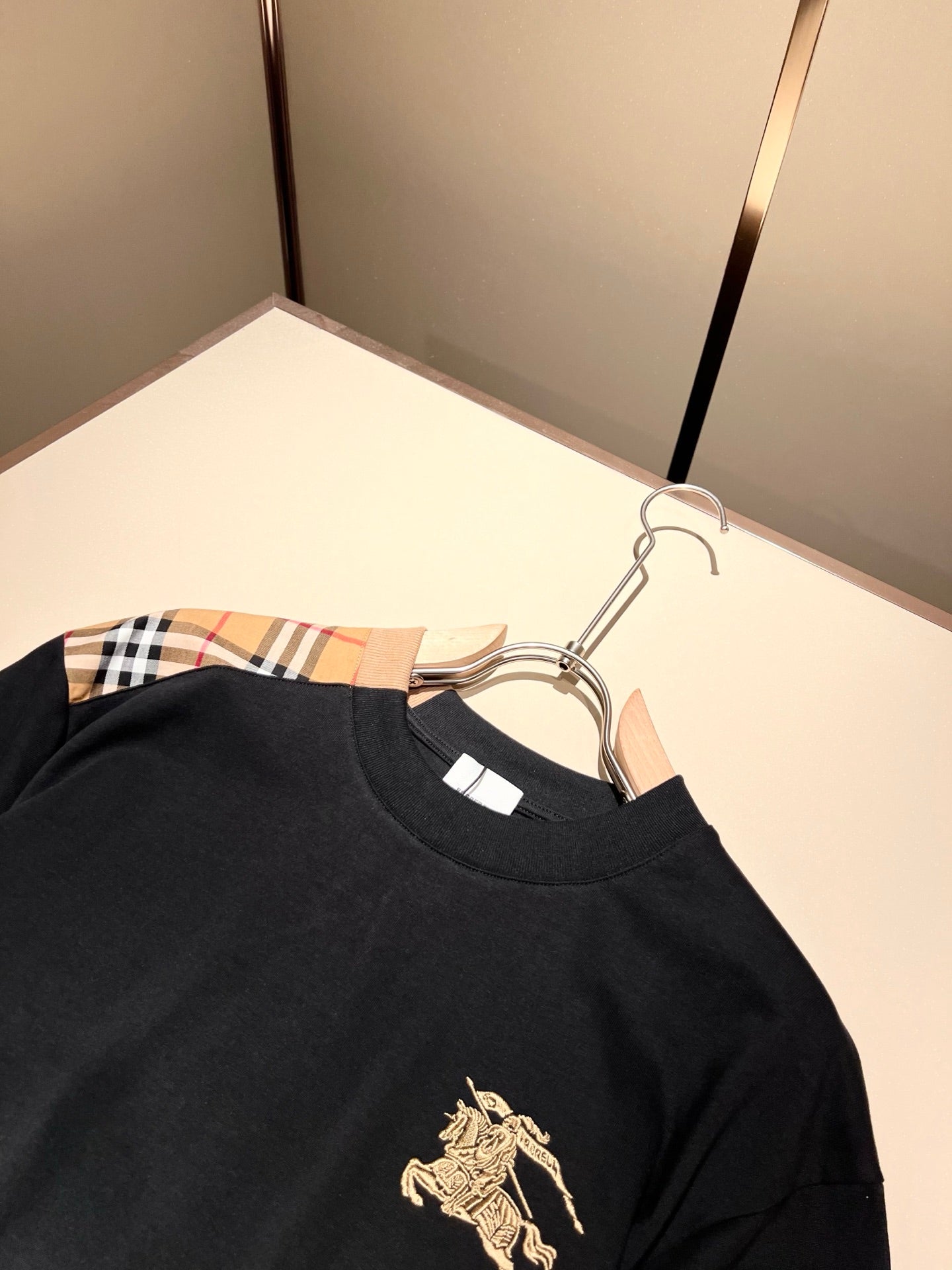 BURB* 2025ss new plaid canvas patchwork t-shirt