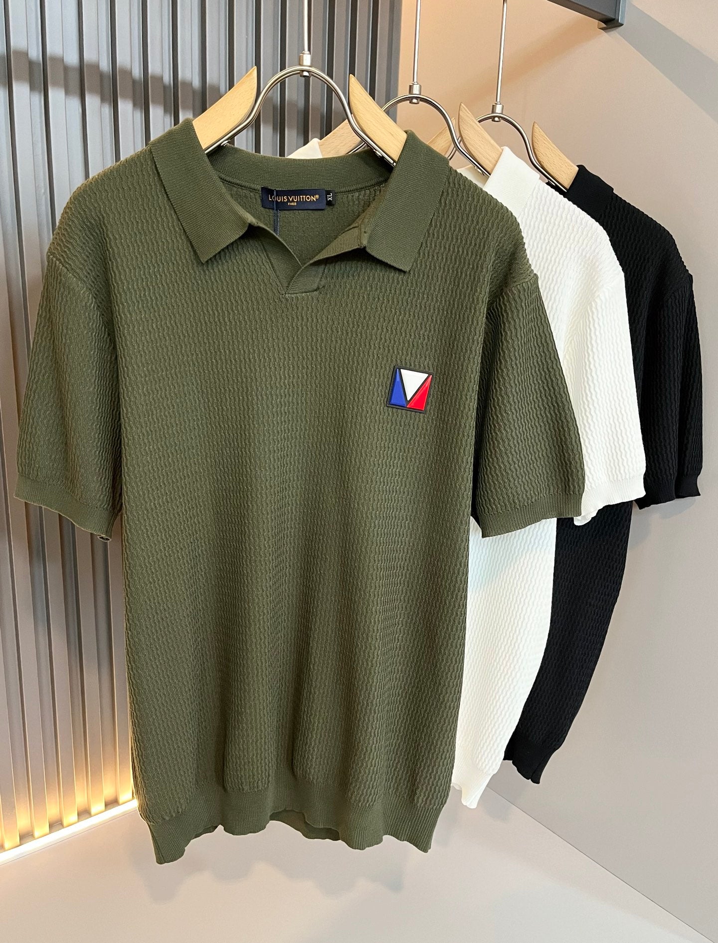 LOUI*V 2025ss new lapel knit short sleeve t-shirt