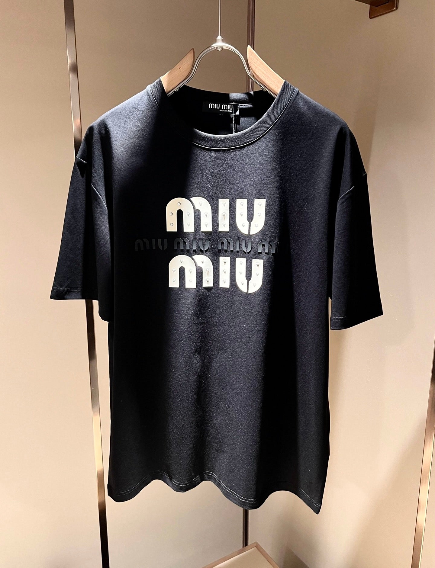 M1UM1U 2025ss laminated cotton t-shirt