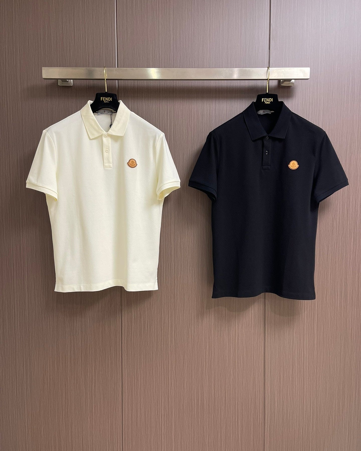 MONCL* Logo Patch Cotton Piquet Polo Shirt