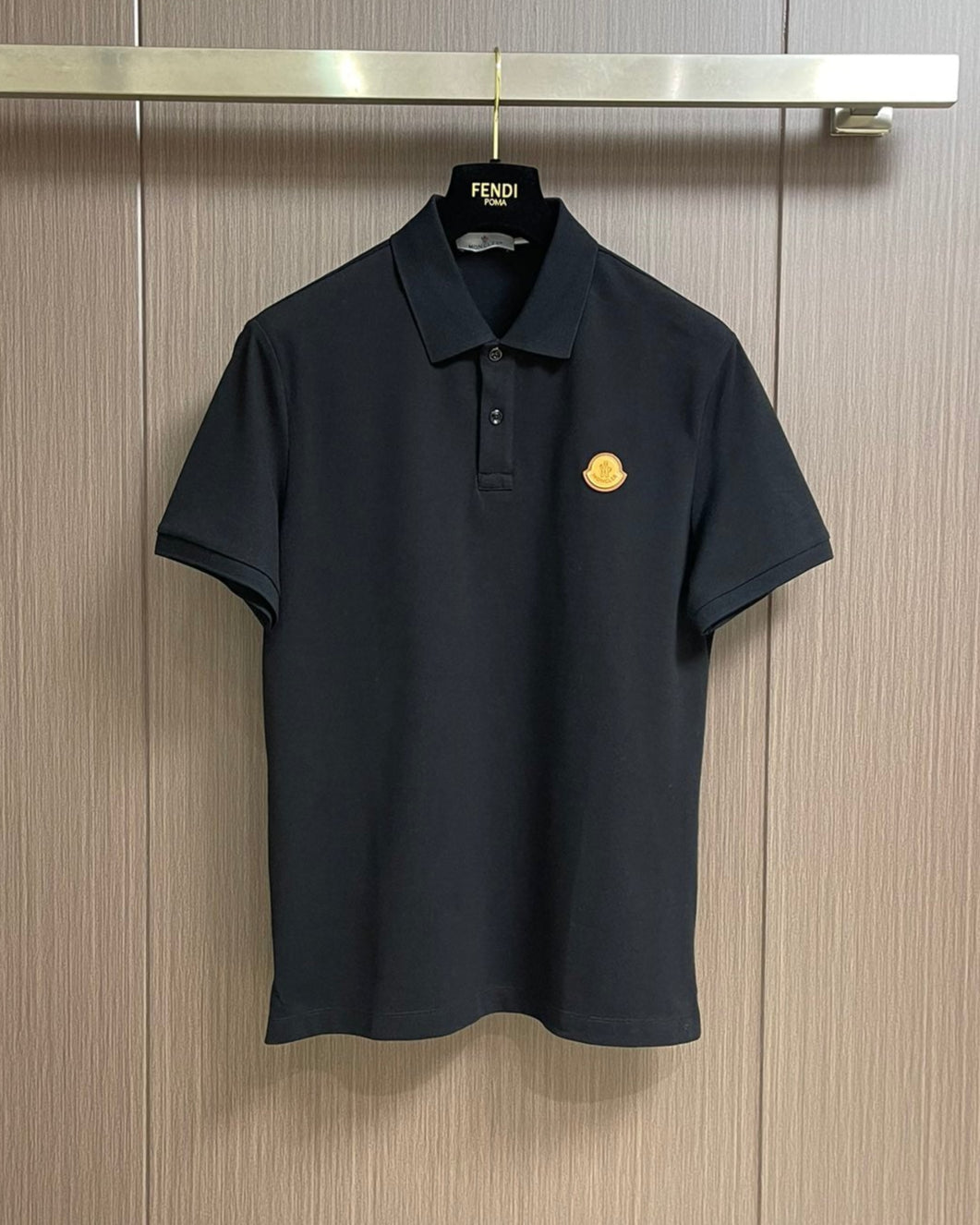 MONCL* Logo Patch Cotton Piquet Polo Shirt