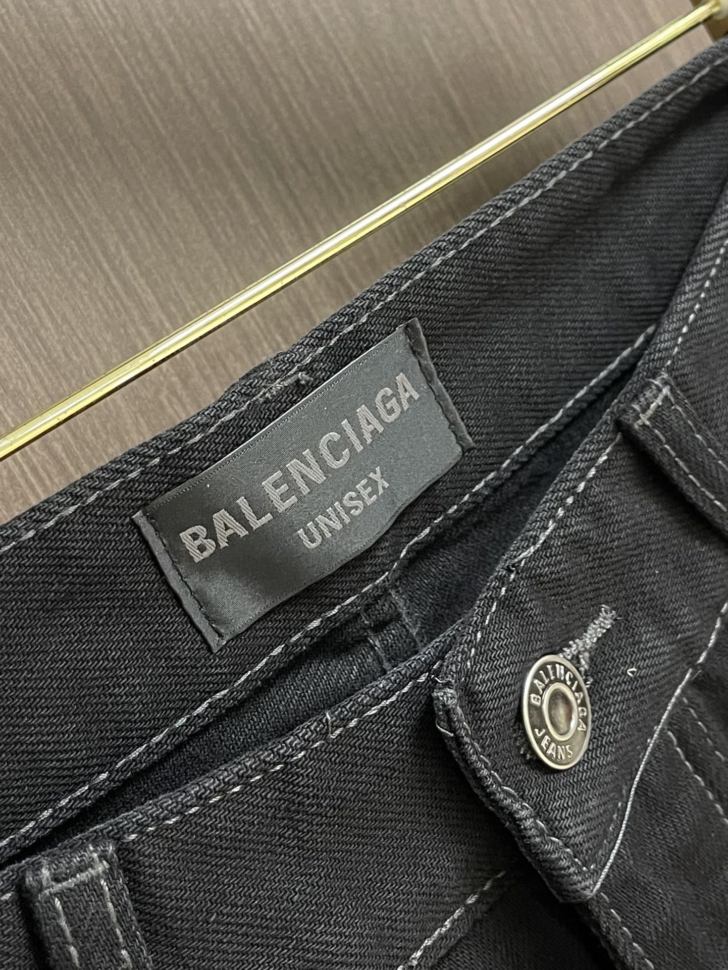 BALENC* Cut-Up Baggy Pants in black denim