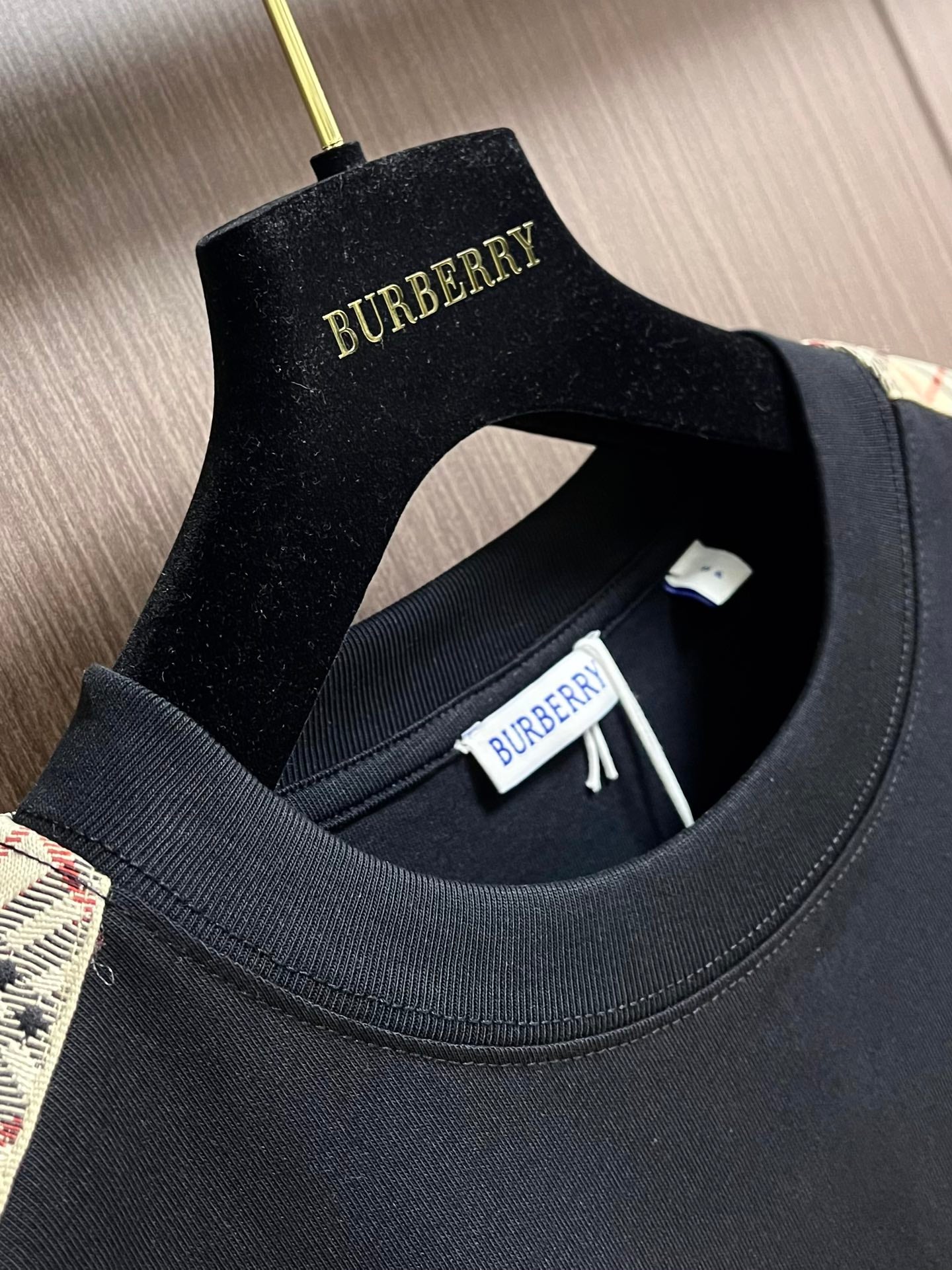 BURB* Check Trim Cotton T-shirt