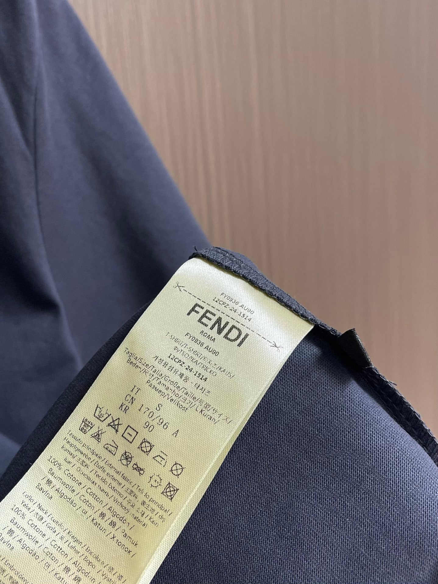 FEND1 Navy blue cotton T-shirt