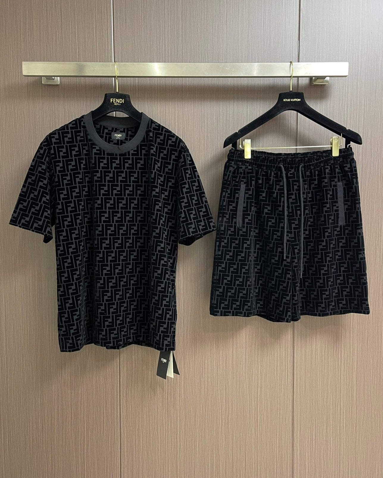 FEND1 flocked FF motif printed T-Shirt