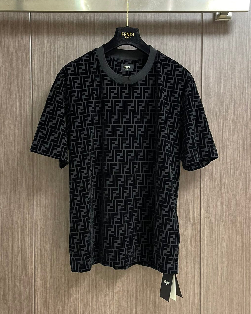 FEND1 flocked FF motif printed T-Shirt